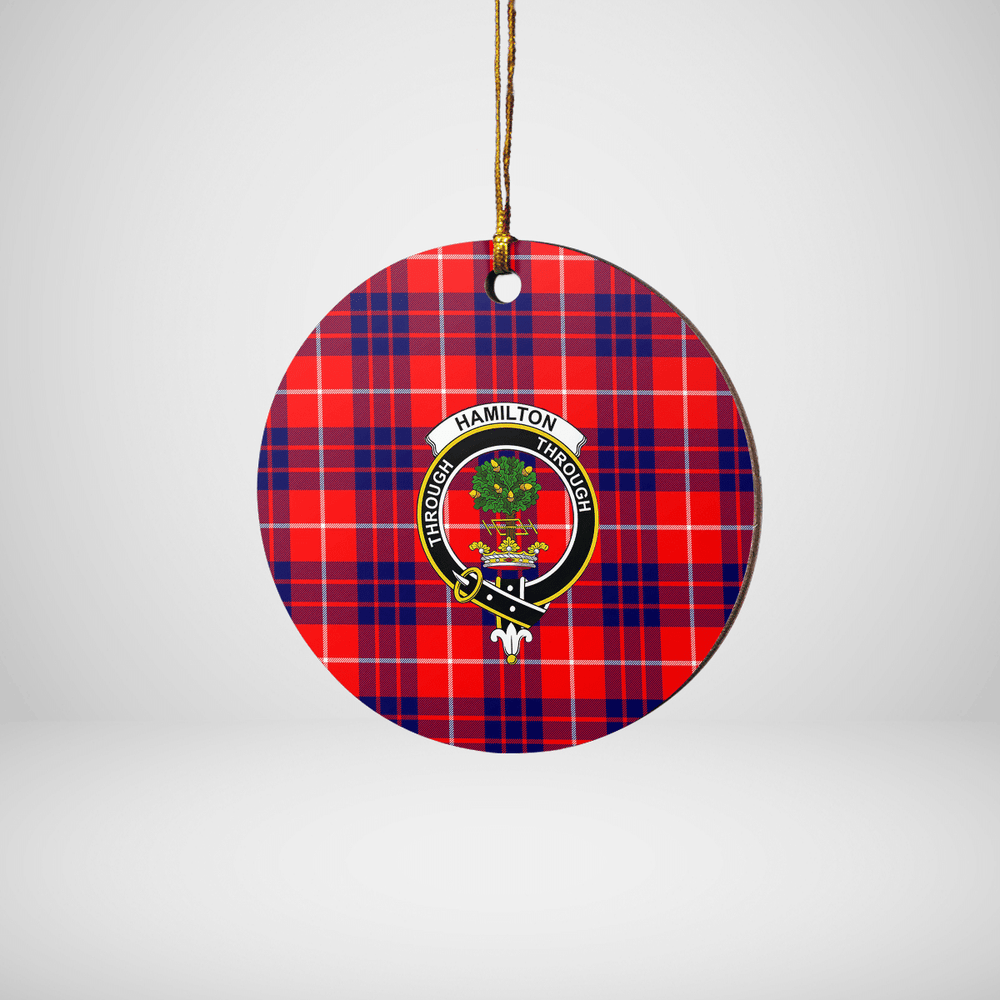 Clan Hamilton Modern Tartan Crest Round Ceramic Ornament RV44 Hamilton Modern Tartan Tartan Christmas