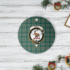 Clan Scott Green Ancient Tartan Crest Round Ceramic Ornament DU51 Scott Green Ancient Tartan Tartan Christmas