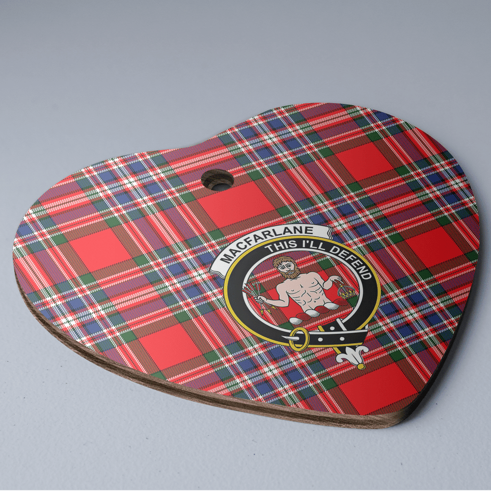 Clan MacFarlane Modern Tartan Crest Heart Ceramic Ornament ES26 MacFarlane Modern Tartan Tartan Christmas