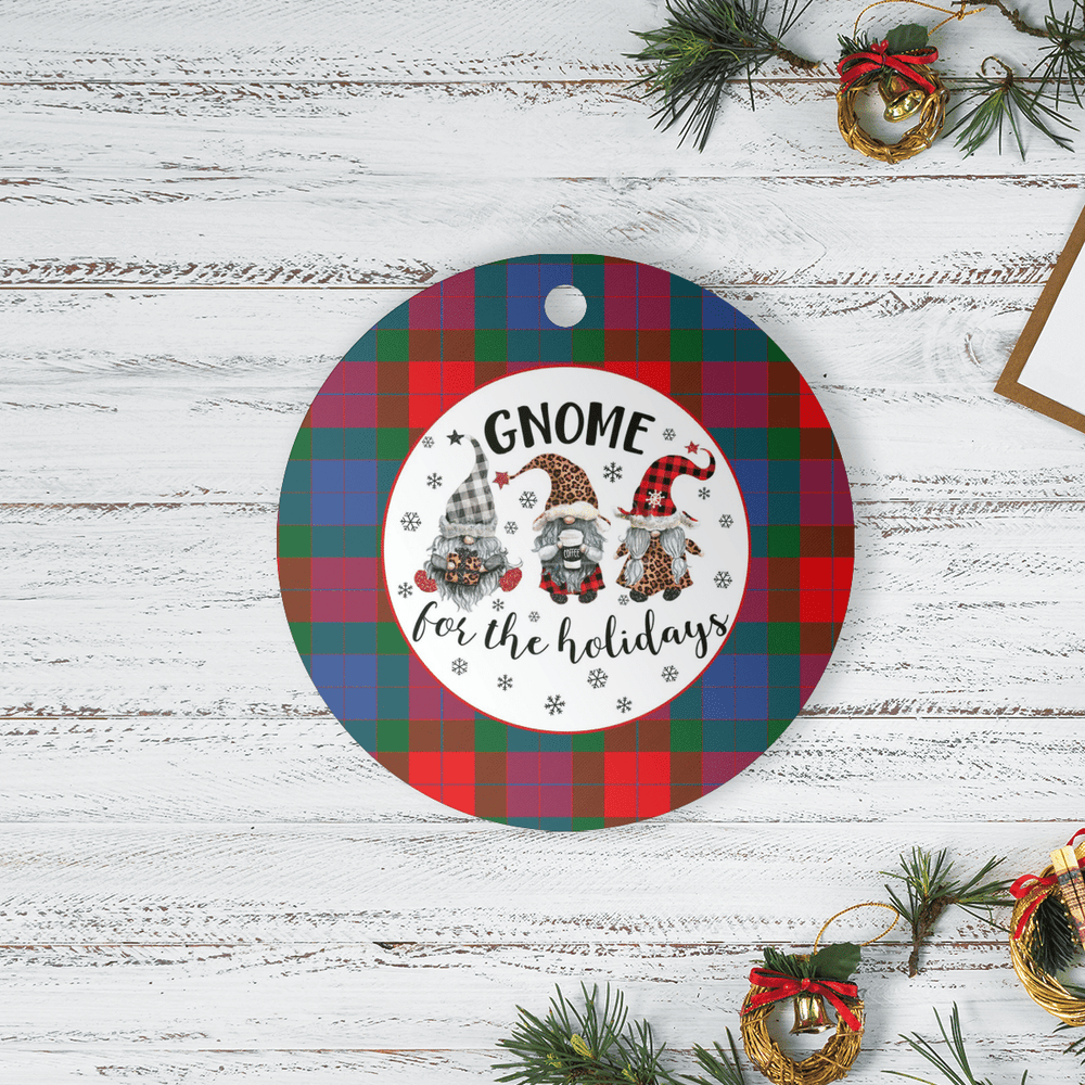 Clan Mar Tartan Tartan Crest Gnome Round Ceramic Ornament KH50 Mar Tartan Tartan Christmas