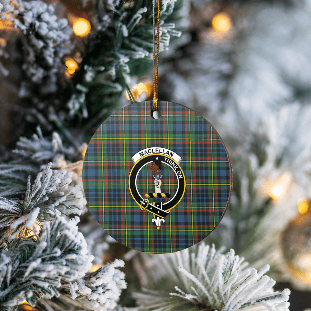 Clan MacLellan Ancient Tartan Crest Round Ceramic Ornament FE52 MacLellan Ancient Tartan Tartan Christmas