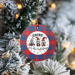 Clan Galloway Red Tartan Tartan Crest Gnome Round Ceramic Ornament ZO90 Galloway Red Tartan Tartan Christmas