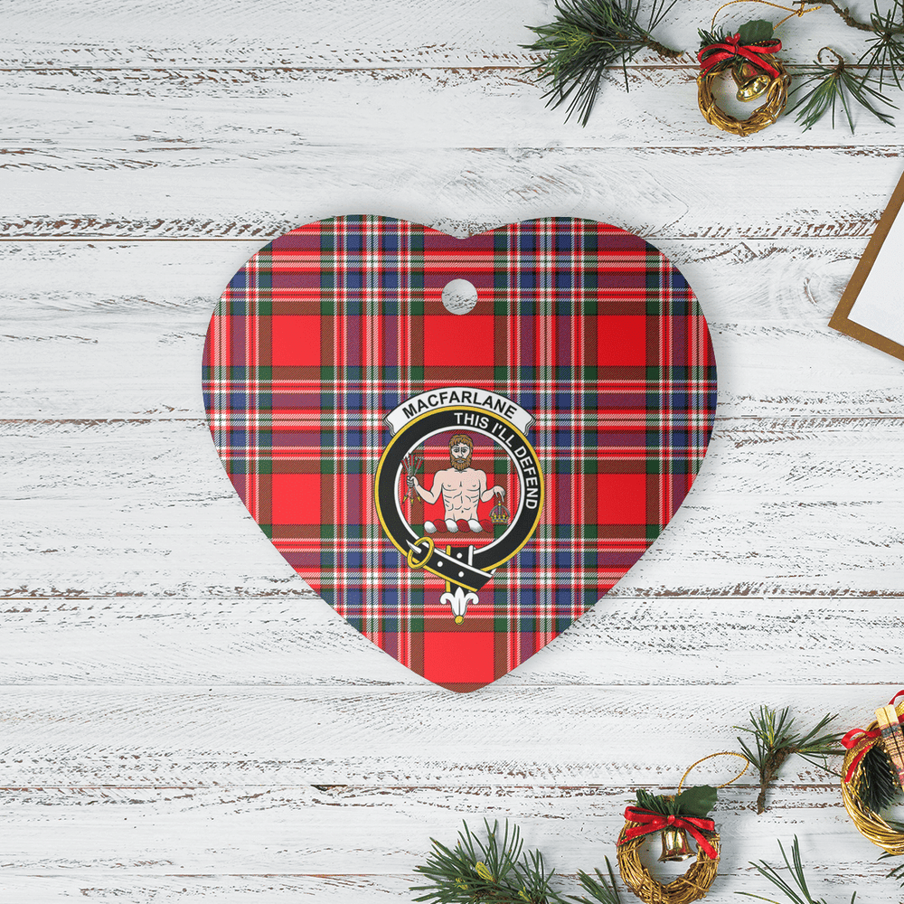 Clan MacFarlane Modern Tartan Crest Heart Ceramic Ornament ES26 MacFarlane Modern Tartan Tartan Christmas