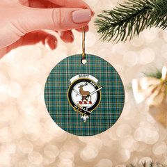 Clan Scott Green Ancient Tartan Crest Round Ceramic Ornament DU51 Scott Green Ancient Tartan Tartan Christmas