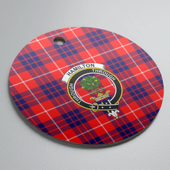 Clan Hamilton Modern Tartan Crest Round Ceramic Ornament RV44 Hamilton Modern Tartan Tartan Christmas