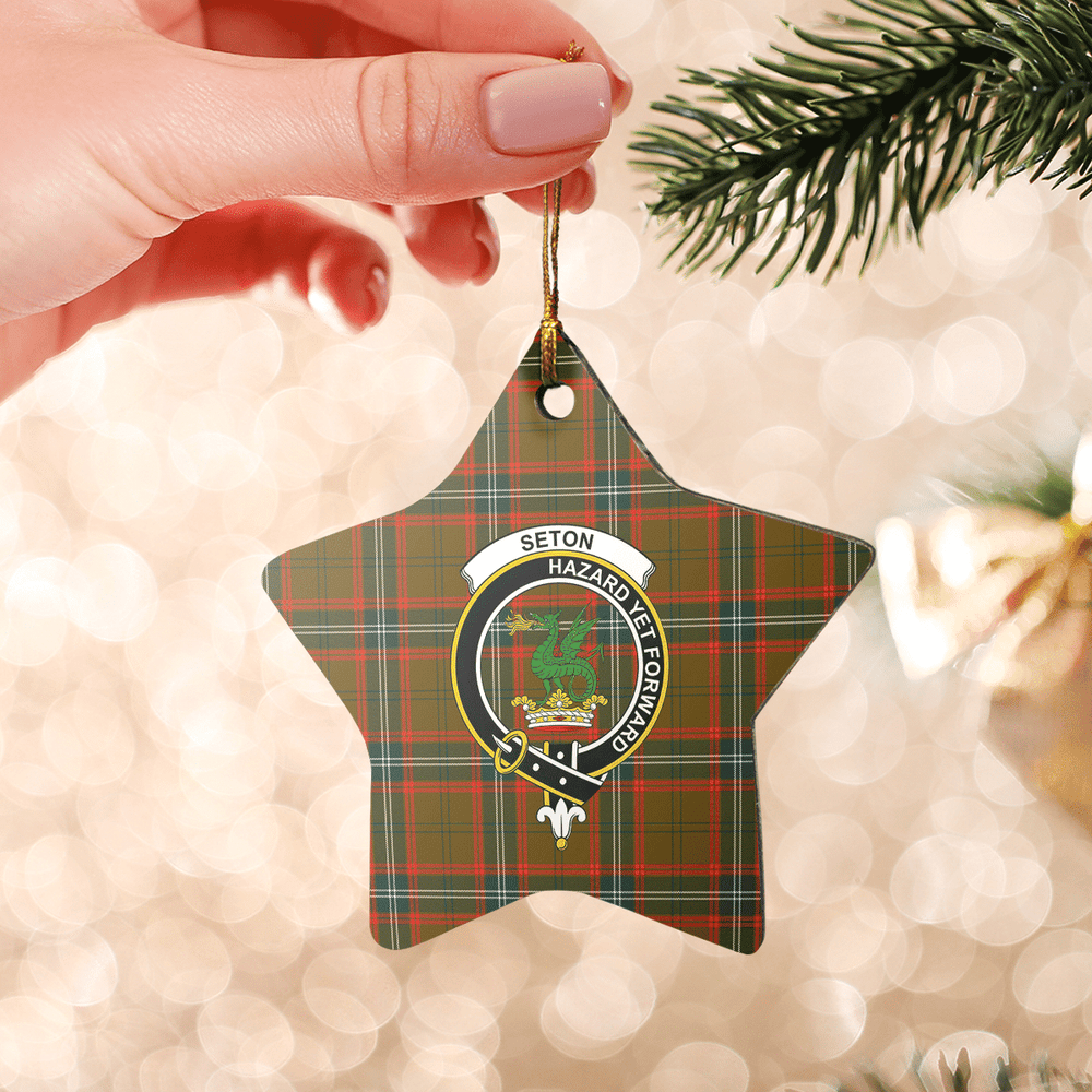 Clan Seton Hunting Modern Tartan Crest Star Ceramic Ornament WN71 Seton Hunting Modern Tartan Tartan Christmas