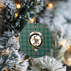 Clan Scott Green Ancient Tartan Crest Round Ceramic Ornament DU51 Scott Green Ancient Tartan Tartan Christmas