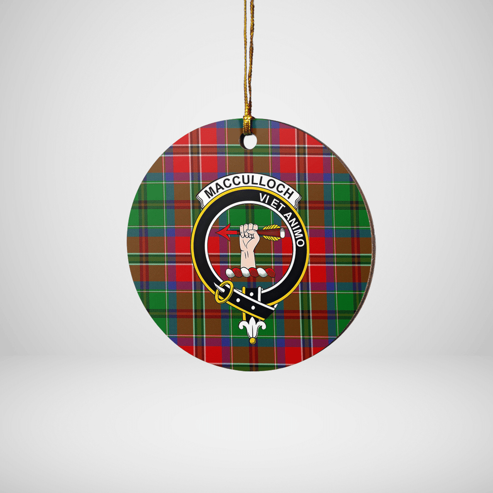 Clan MacCulloch Tartan Crest Round Ceramic Ornament WI80 MacCulloch Tartan Tartan Christmas