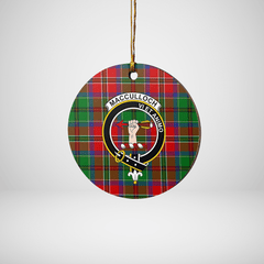Clan MacCulloch Tartan Crest Round Ceramic Ornament WI80 MacCulloch Tartan Tartan Christmas
