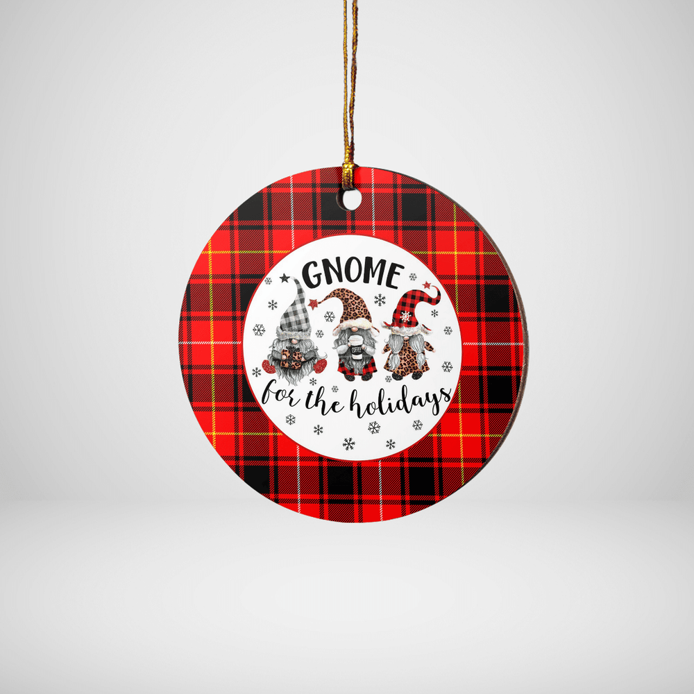 Clan MacIver Modern Tartan Tartan Crest Gnome Round Ceramic Ornament VJ80 MacIver Modern Tartan Tartan Christmas