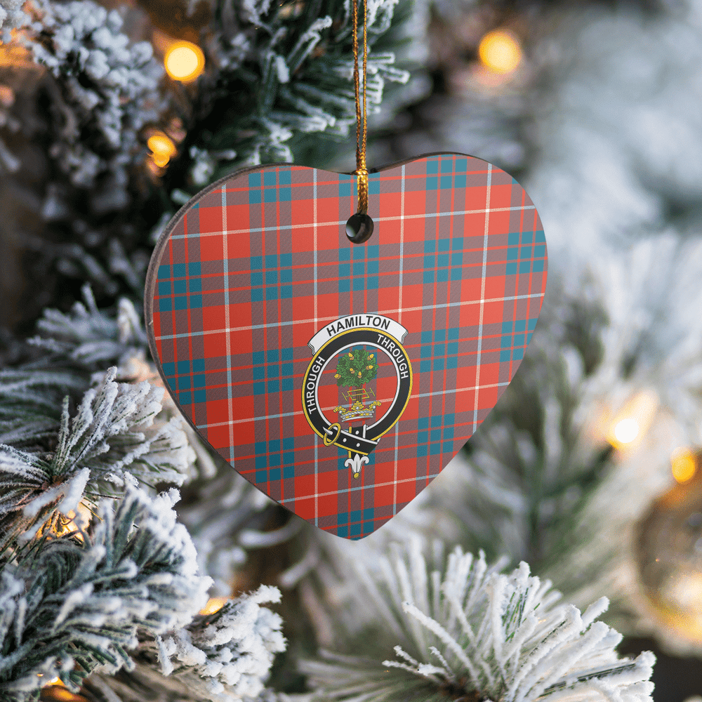 Clan Hamilton Ancient Tartan Crest Heart Ceramic Ornament UU52 Hamilton Ancient Tartan Tartan Christmas