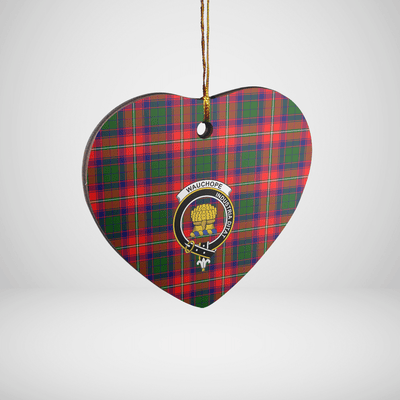Clan Wauchope Tartan Crest Heart Ceramic Ornament