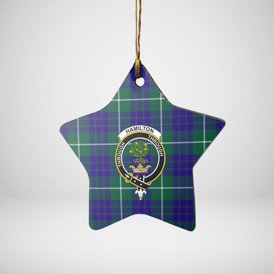 Clan Hamilton Hunting Modern Tartan Crest Star Ceramic Ornament NN16