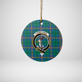 Clan Carmichael Ancient Tartan Crest Round Ceramic Ornament AN55 Carmichael Ancient Tartan Tartan Christmas
