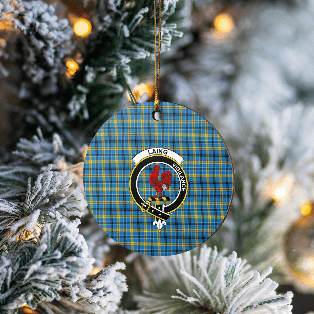 Clan Laing Tartan Crest Round Ceramic Ornament BM69 Laing Tartan Tartan Christmas