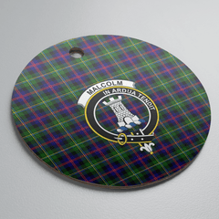Clan Malcolm Modern Tartan Crest Round Ceramic Ornament OE45 Malcolm Modern Tartan Tartan Christmas