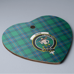 Clan Shaw Ancient Tartan Crest Heart Ceramic Ornament UJ49 Shaw Ancient Tartan Tartan Christmas