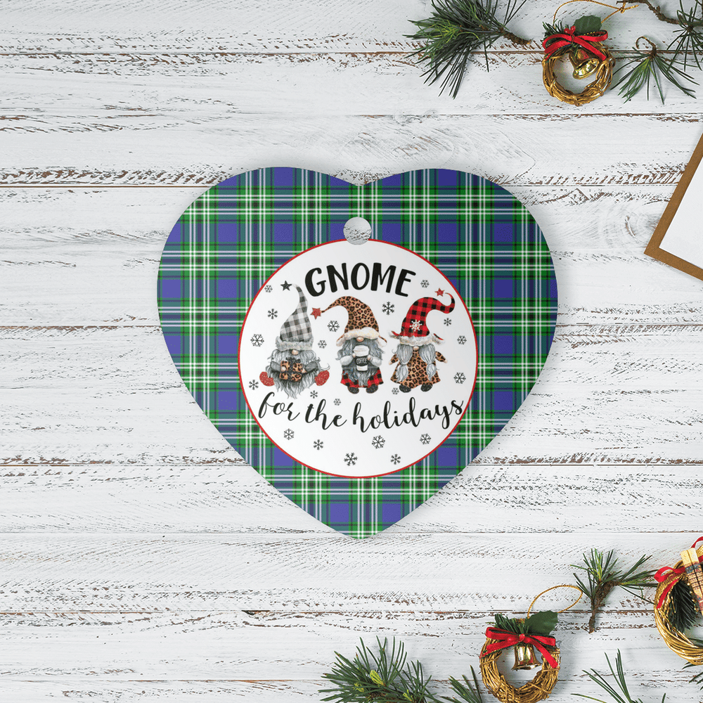 Clan Haliburton Tartan Tartan Crest Gnome Heart Ceramic Ornament RD37 Haliburton Tartan Tartan Christmas