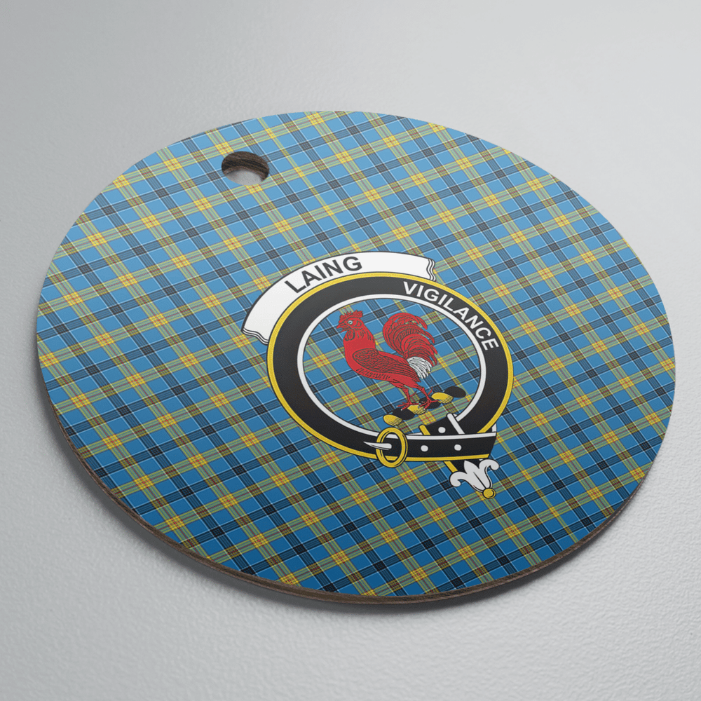 Clan Laing Tartan Crest Round Ceramic Ornament BM69 Laing Tartan Tartan Christmas