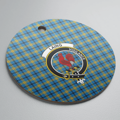 Clan Laing Tartan Crest Round Ceramic Ornament BM69 Laing Tartan Tartan Christmas