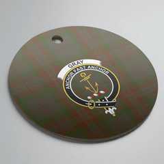 Clan Gray Tartan Crest Round Ceramic Ornament MW18 Gray Tartan Tartan Christmas