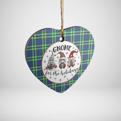 Clan Haliburton Tartan Tartan Crest Gnome Heart Ceramic Ornament