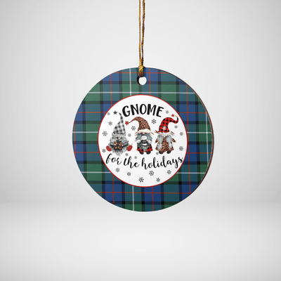 Clan Davidson of Tulloch Tartan Tartan Crest Gnome Round Ceramic Ornament