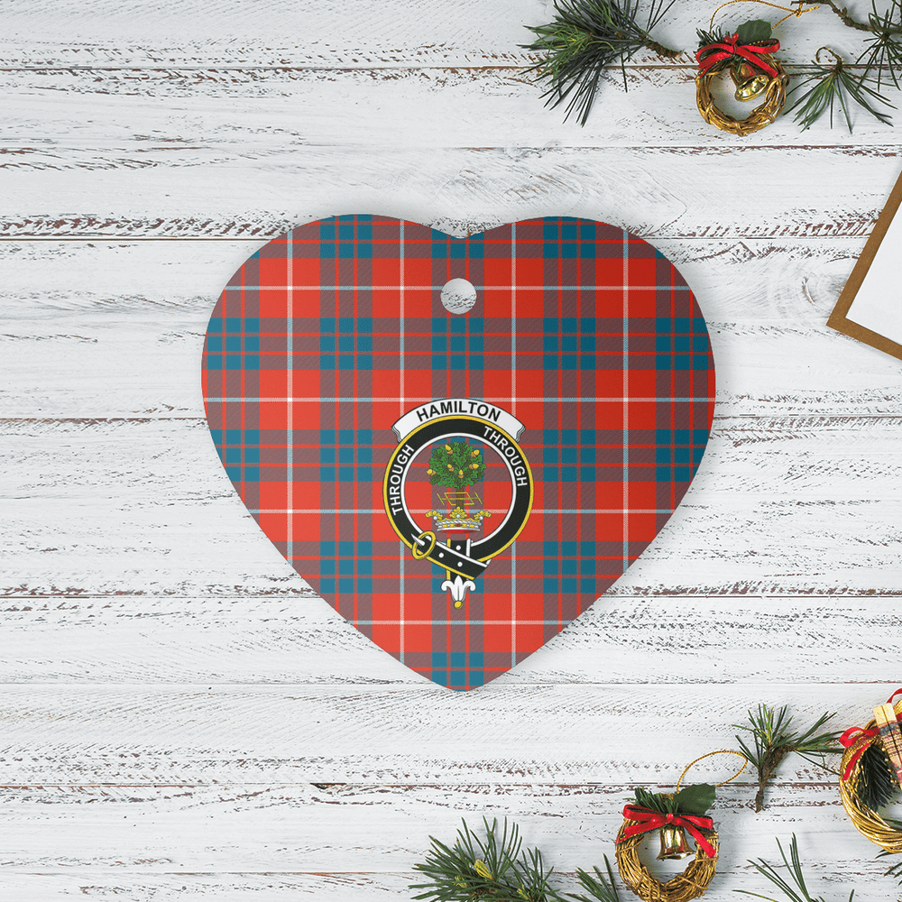 Clan Hamilton Ancient Tartan Crest Heart Ceramic Ornament UU52 Hamilton Ancient Tartan Tartan Christmas