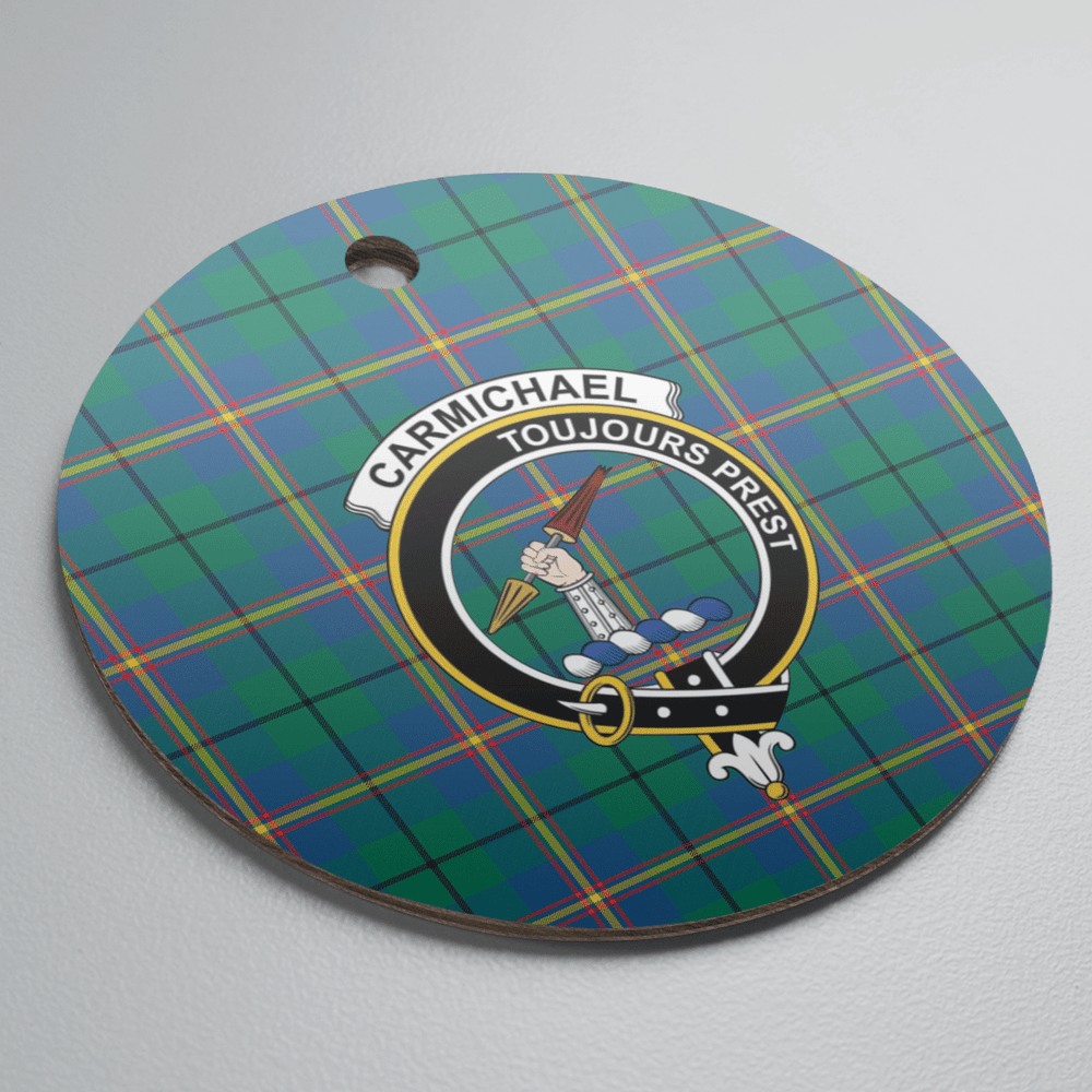 Clan Carmichael Ancient Tartan Crest Round Ceramic Ornament AN55 Carmichael Ancient Tartan Tartan Christmas
