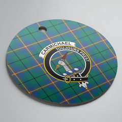Clan Carmichael Ancient Tartan Crest Round Ceramic Ornament AN55 Carmichael Ancient Tartan Tartan Christmas