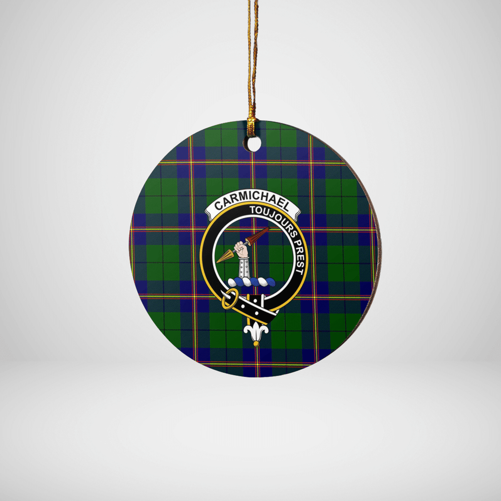 Clan Carmichael Modern Tartan Crest Round Ceramic Ornament VQ18 Carmichael Modern Tartan Tartan Christmas