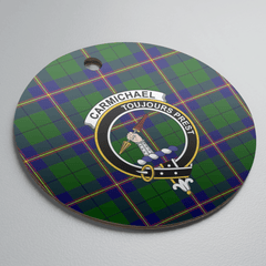 Clan Carmichael Modern Tartan Crest Round Ceramic Ornament VQ18 Carmichael Modern Tartan Tartan Christmas