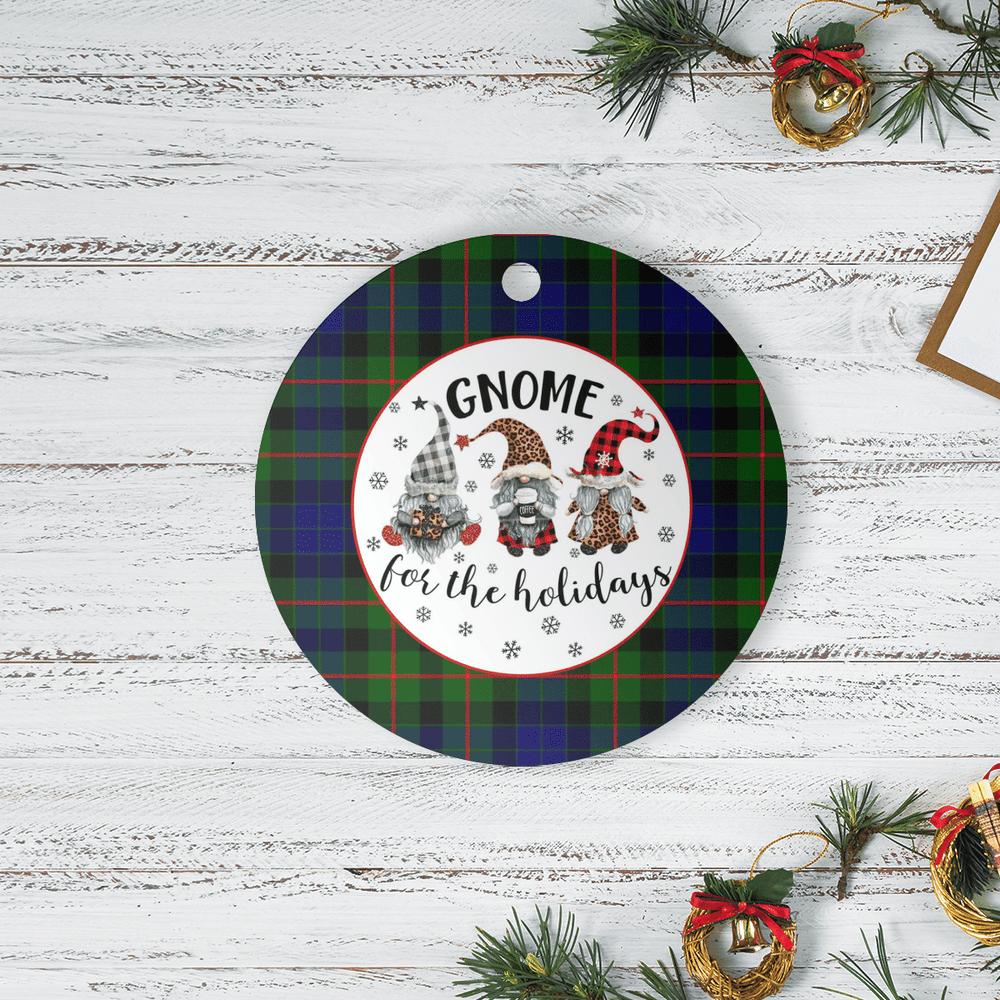 Clan Gunn Modern Tartan Tartan Crest Gnome Round Ceramic Ornament FW41 Gunn Modern Tartan Tartan Christmas