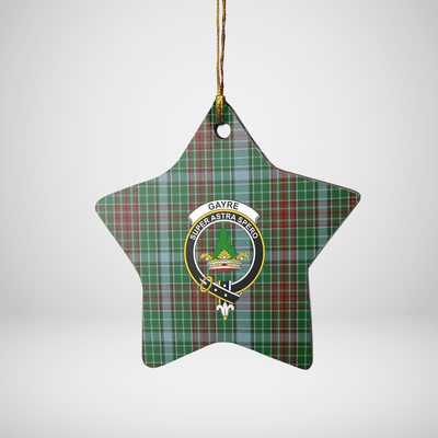 Clan Gayre Tartan Crest Star Ceramic Ornament