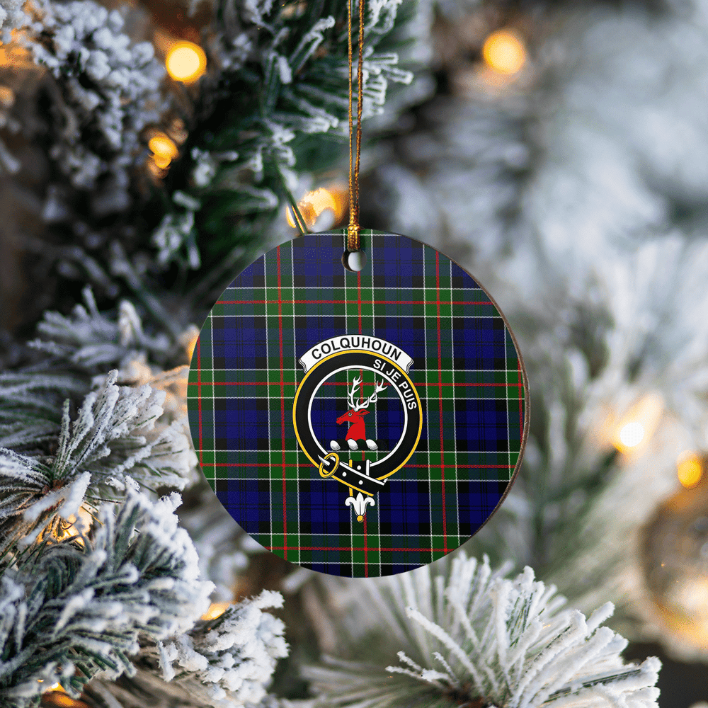 Clan Colquhoun Modern Tartan Crest Round Ceramic Ornament VG39 Colquhoun Modern Tartan Tartan Christmas