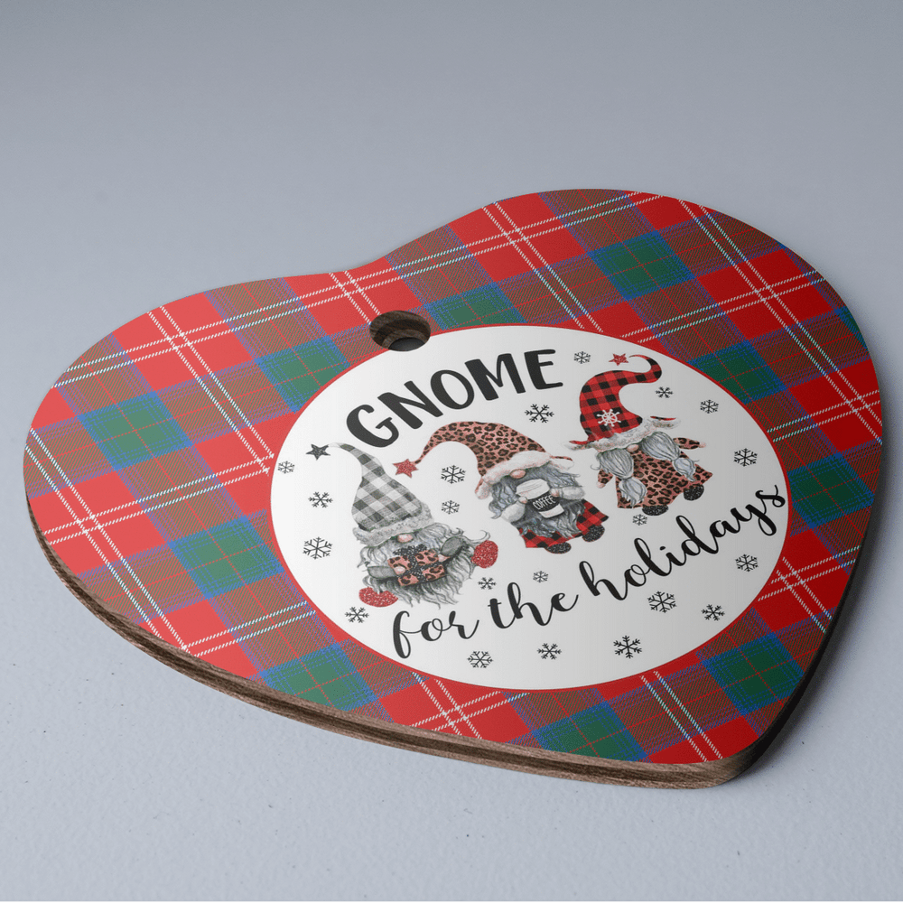 Clan Chisholm Ancient Tartan Tartan Crest Gnome Heart Ceramic Ornament AU60 Chisholm Ancient Tartan Tartan Christmas