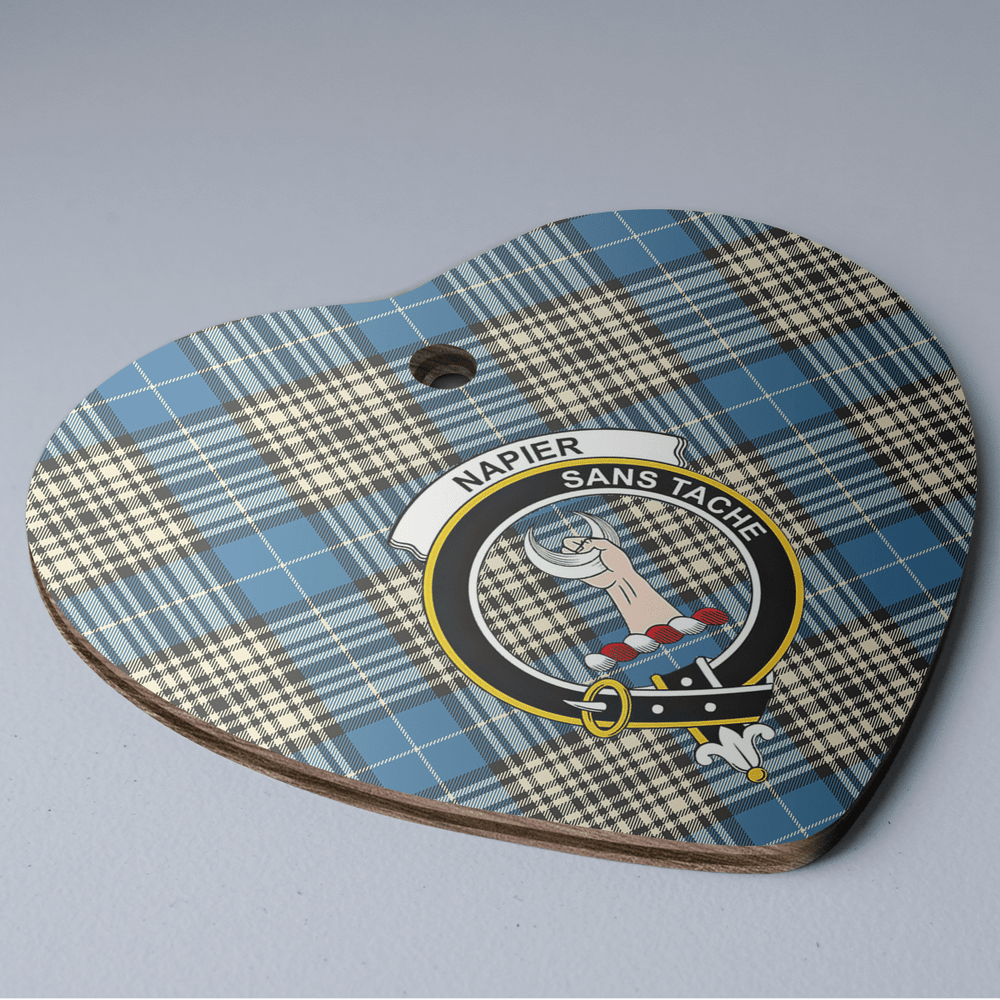 Clan Napier Ancient Tartan Crest Heart Ceramic Ornament CL48 Napier Ancient Tartan Tartan Christmas