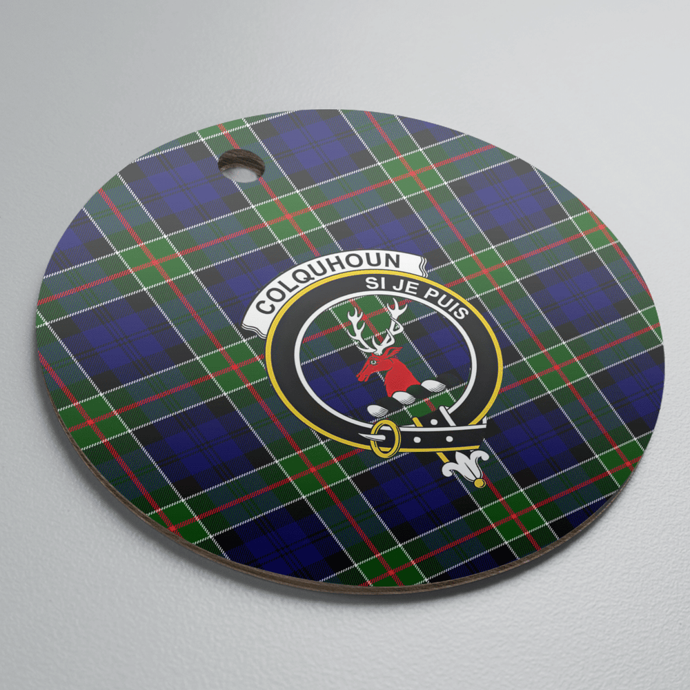 Clan Colquhoun Modern Tartan Crest Round Ceramic Ornament VG39 Colquhoun Modern Tartan Tartan Christmas