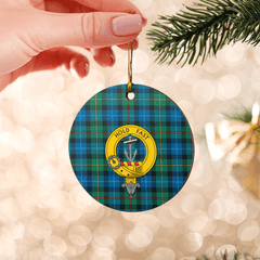 Clan Smith Ancient Tartan Crest Round Ceramic Ornament DD78 Smith Ancient Tartan Tartan Christmas