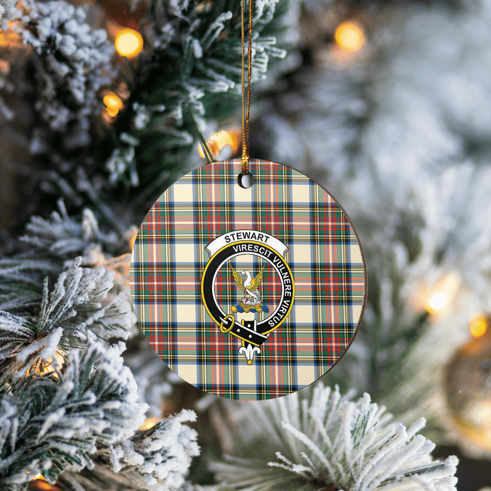 Clan Stewart Dress Ancient Tartan Crest Round Ceramic Ornament IB78 Stewart Dress Ancient Tartan Tartan Christmas