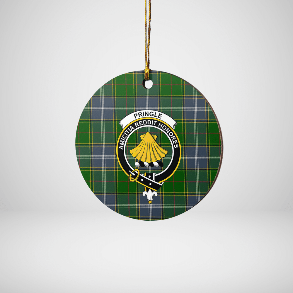 Clan Pringle Tartan Crest Round Ceramic Ornament CB90 Pringle Tartan Tartan Christmas