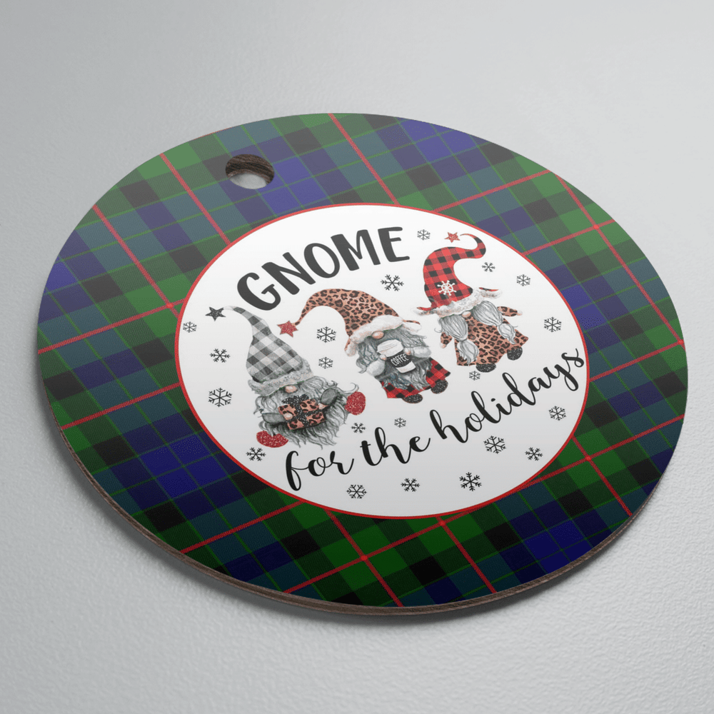 Clan Gunn Modern Tartan Tartan Crest Gnome Round Ceramic Ornament FW41 Gunn Modern Tartan Tartan Christmas