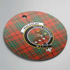 Clan MacAulay Ancient Tartan Crest Round Ceramic Ornament WM27 MacAulay Ancient Tartan Tartan Christmas