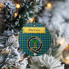 Clan MacEwen Ancient Tartan Crest Round Ceramic Ornament CR32 MacEwen Ancient Tartan Tartan Christmas