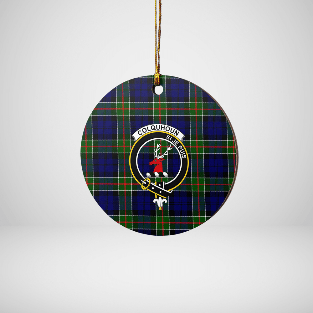 Clan Colquhoun Modern Tartan Crest Round Ceramic Ornament VG39 Colquhoun Modern Tartan Tartan Christmas