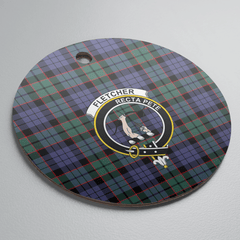 Clan Fletcher Modern Tartan Crest Round Ceramic Ornament MZ45 Fletcher Modern Tartan Tartan Christmas