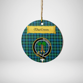 Clan MacEwen Ancient Tartan Crest Round Ceramic Ornament CR32 MacEwen Ancient Tartan Tartan Christmas