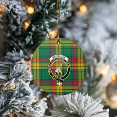 Clan MacMillan Old Ancient Tartan Crest Round Ceramic Ornament GS55 MacMillan Old Ancient Tartan Tartan Christmas