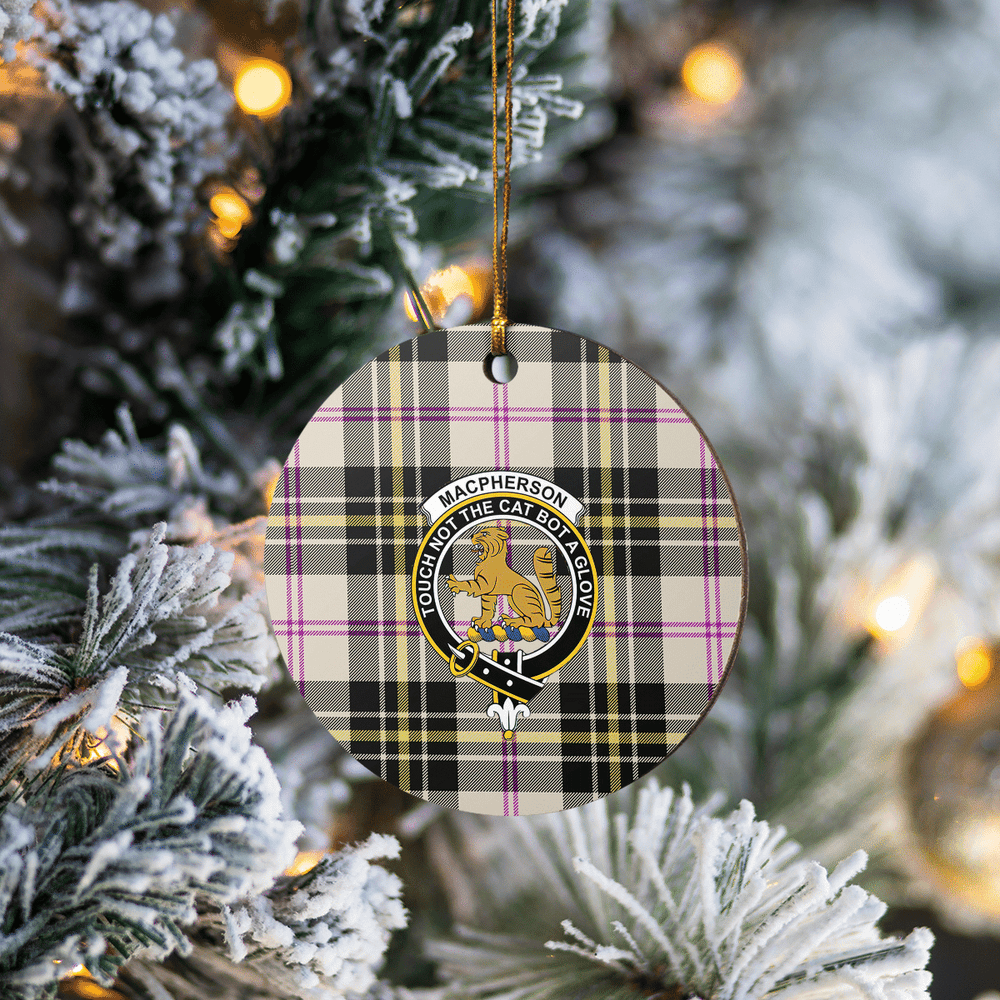 Clan MacPherson Dress Ancient Tartan Crest Round Ceramic Ornament DU89 MacPherson Dress Ancient Tartan Tartan Christmas
