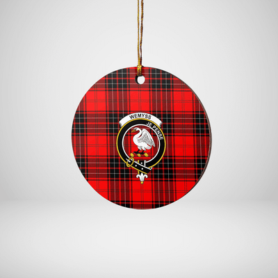 Clan Wemyss Modern Tartan Crest Round Ceramic Ornament
